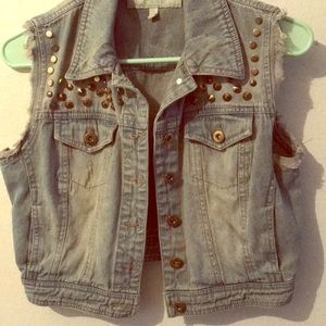 Spiked denim vest